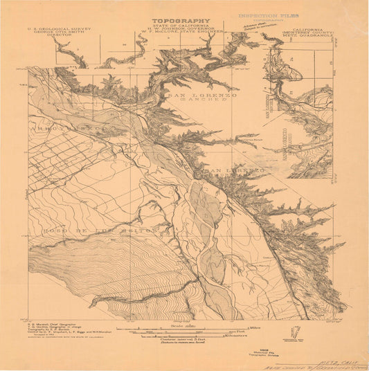 Classic USGS Greenfield California 7.5'x7.5' Topo Map Image
