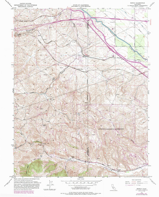 Classic USGS Midway California 7.5'x7.5' Topo Map Image