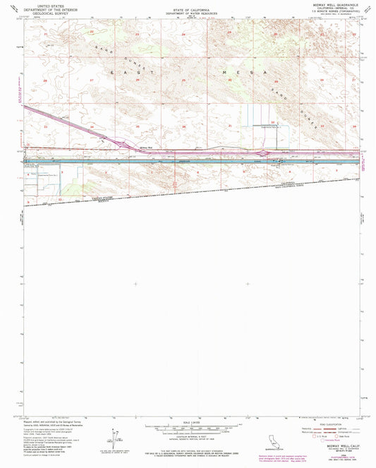 Classic USGS Midway Well California 7.5'x7.5' Topo Map Image
