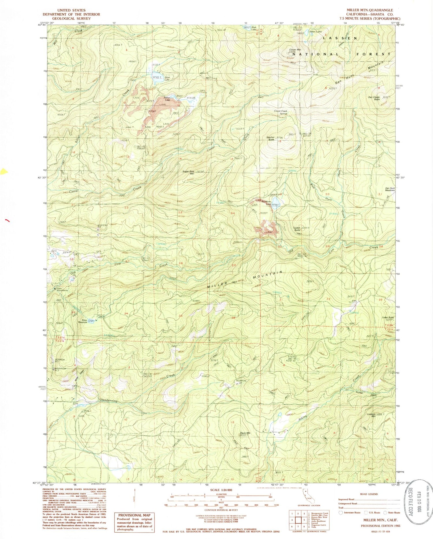 Classic USGS Miller Mountain California 7.5'x7.5' Topo Map Image