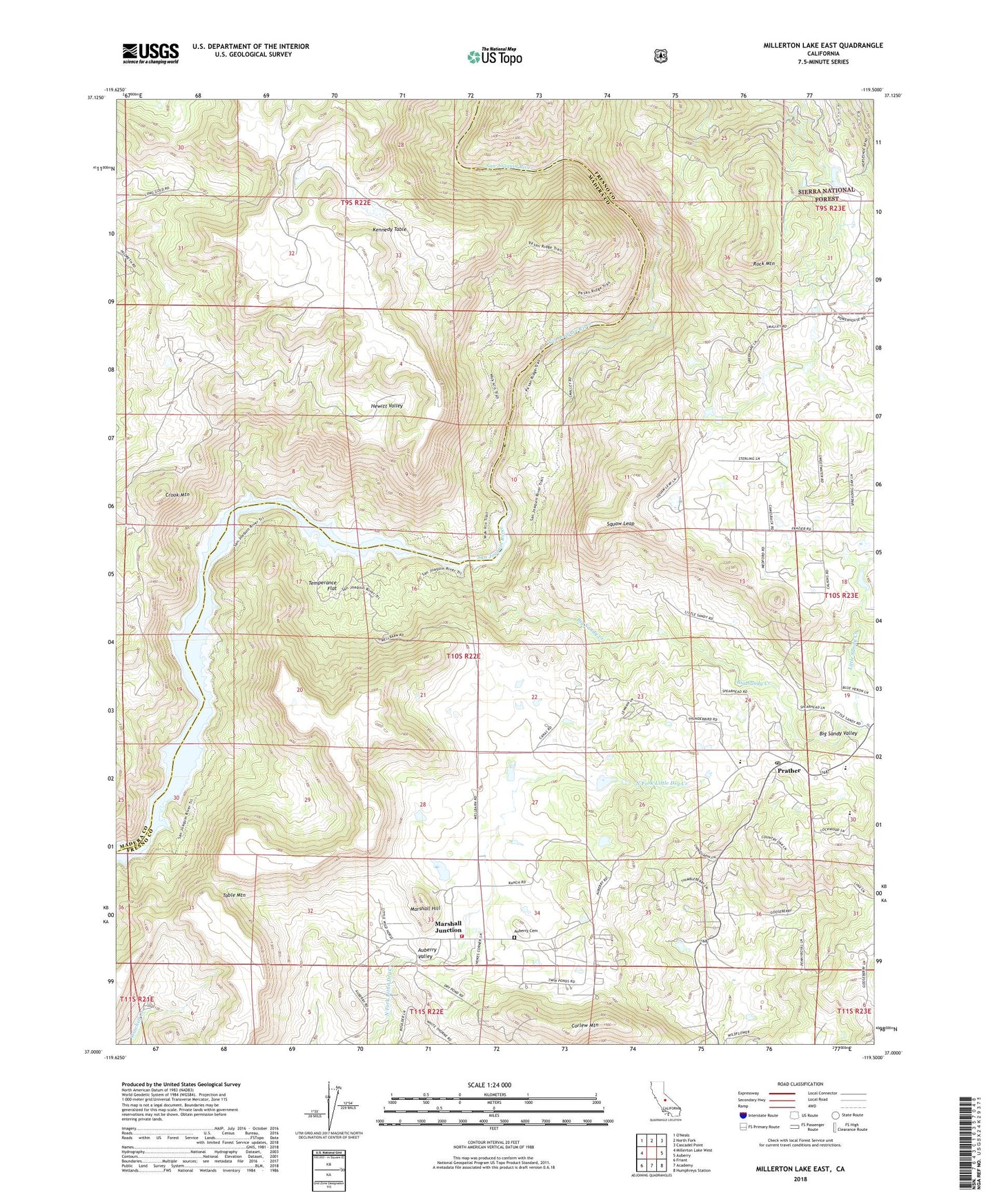 Millerton Lake East California US Topo Map Image