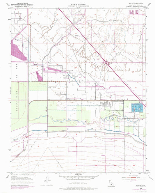 Classic USGS Millux California 7.5'x7.5' Topo Map Image