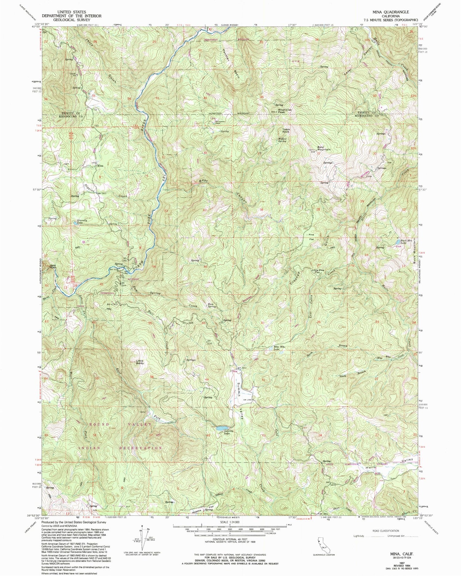 Classic USGS Mina California 7.5'x7.5' Topo Map Image