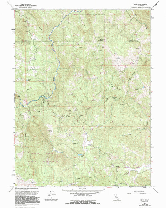 Classic USGS Mina California 7.5'x7.5' Topo Map Image