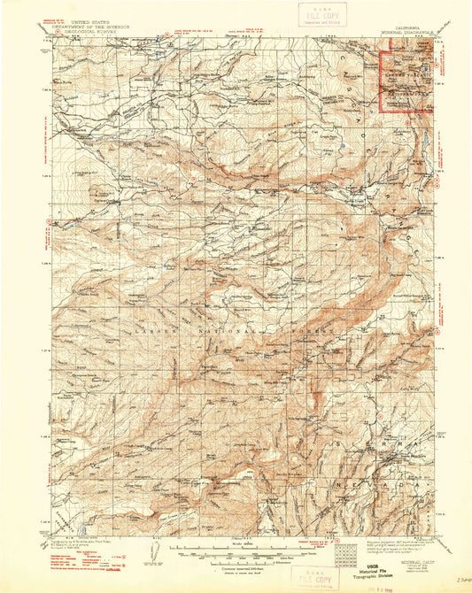 Historic 1941 Mineral California 30'x30' Topo Map Image