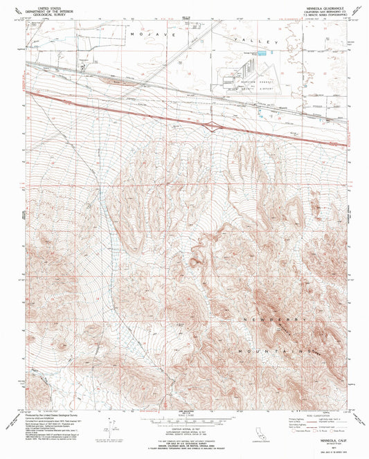 Classic USGS Minneola California 7.5'x7.5' Topo Map Image