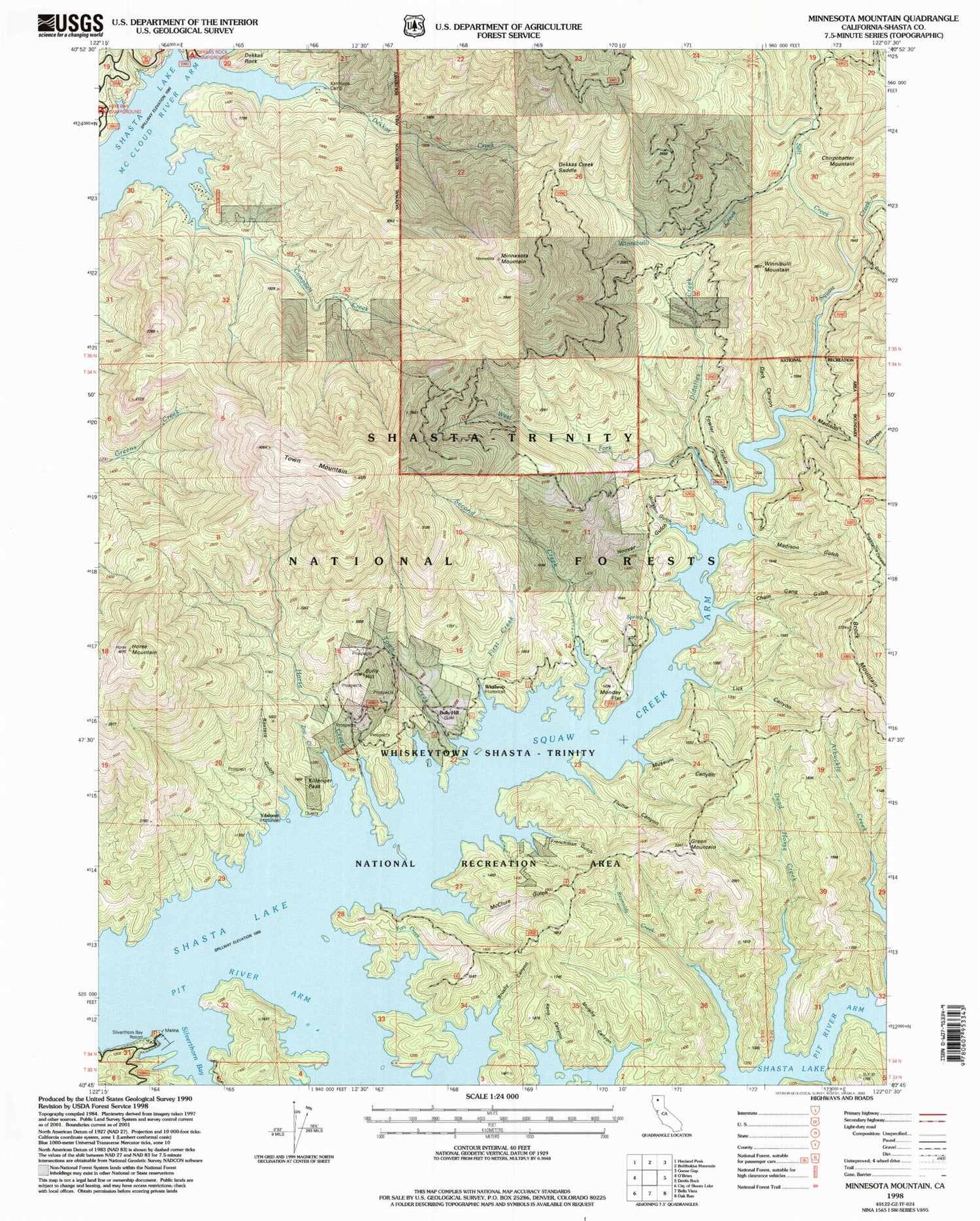 Classic USGS Minnesota Mountain California 7.5'x7.5' Topo Map Image