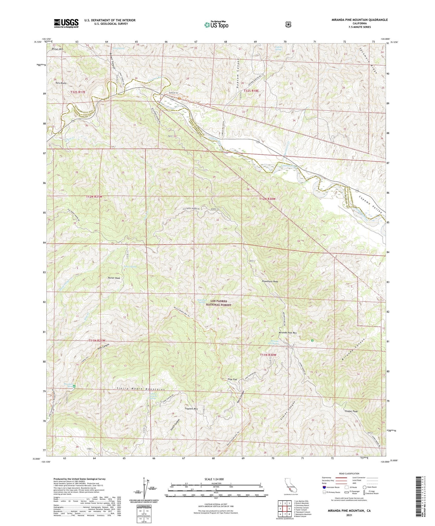 Miranda Pine Mountain California US Topo Map Image