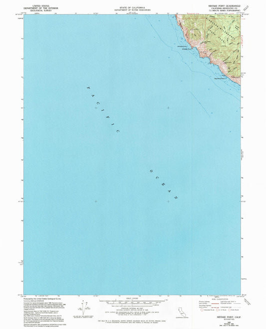 Classic USGS Mistake Point California 7.5'x7.5' Topo Map Image
