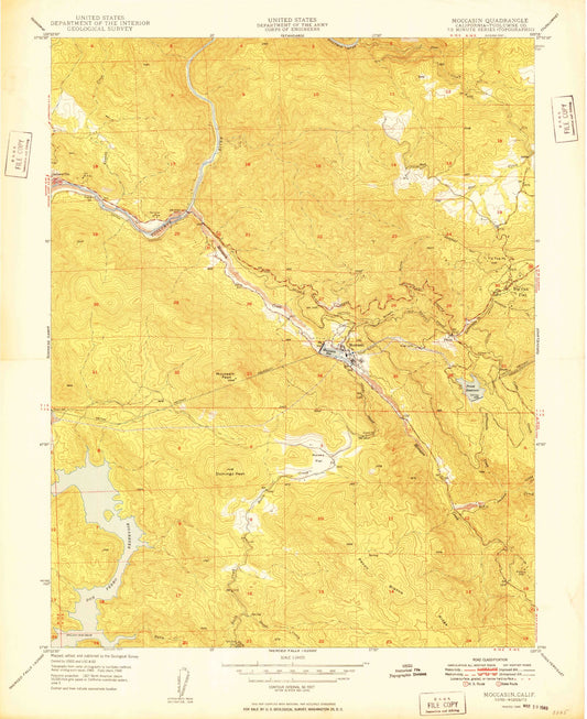 Classic USGS Moccasin California 7.5'x7.5' Topo Map Image