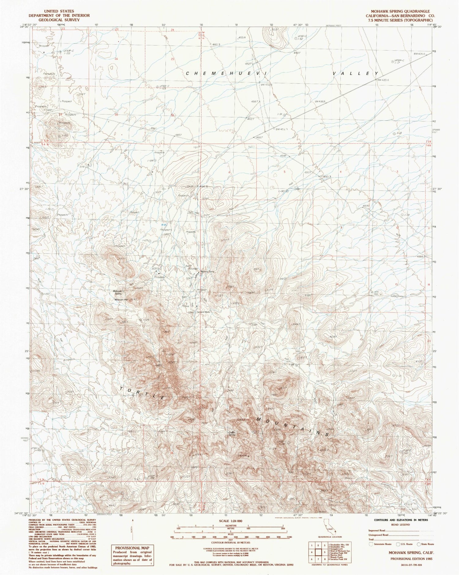 Classic USGS Mohawk Spring California 7.5'x7.5' Topo Map Image