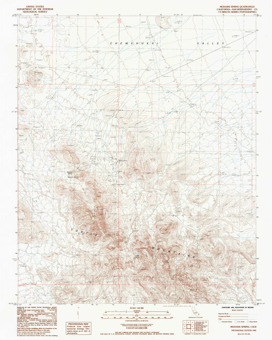 Classic USGS Mohawk Spring California 7.5'x7.5' Topo Map Image