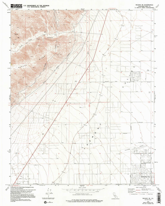 Classic USGS Mojave NE California 7.5'x7.5' Topo Map Image