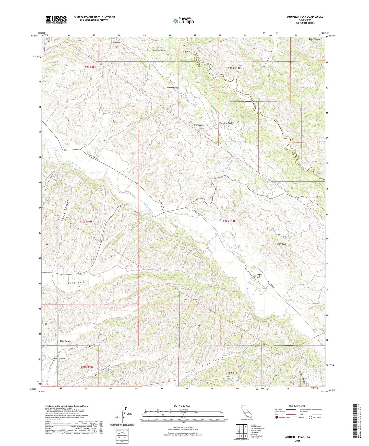 Monarch Peak California US Topo Map Image