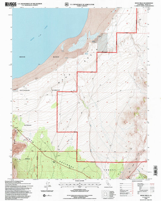 Classic USGS Mono Mills California 7.5'x7.5' Topo Map Image