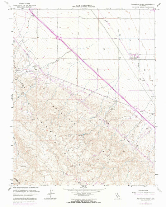 Classic USGS Monocline Ridge California 7.5'x7.5' Topo Map Image