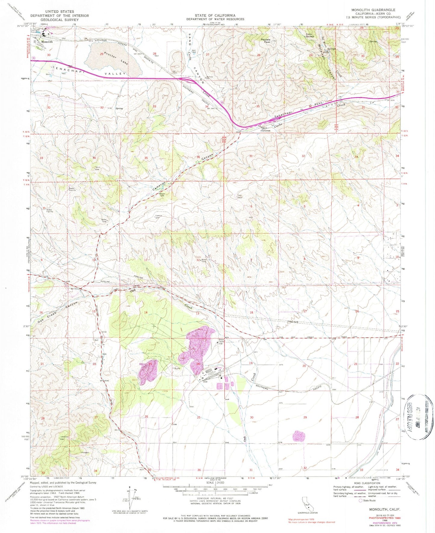 Classic USGS Monolith California 7.5'x7.5' Topo Map Image