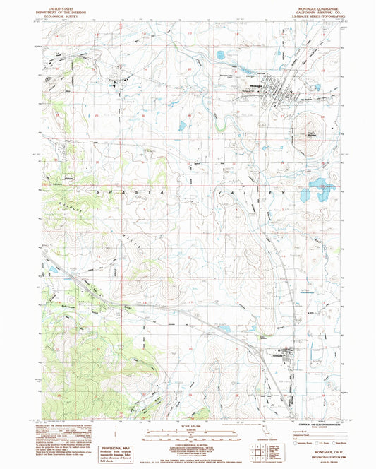 Classic USGS Montague California 7.5'x7.5' Topo Map Image