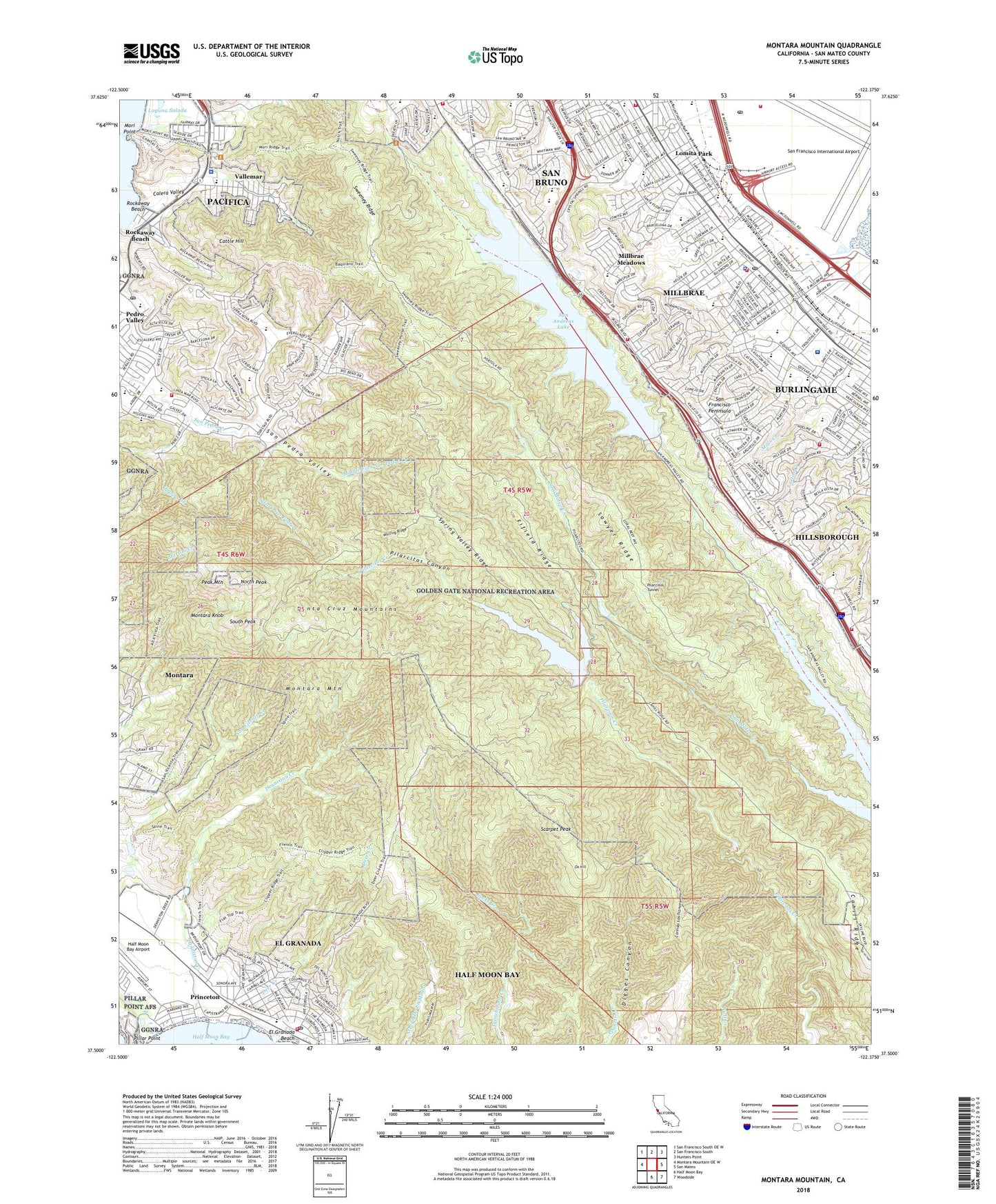 Montara Mountain California US Topo Map Image