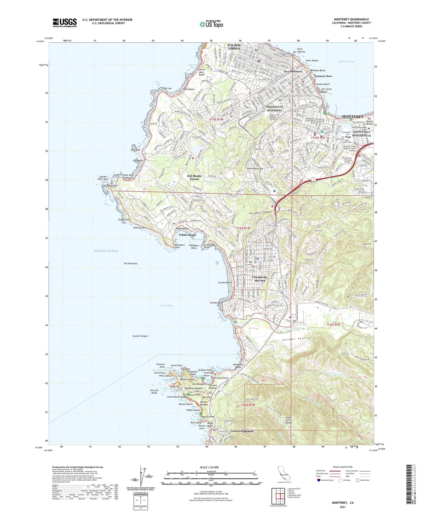 Monterey California US Topo Map Image