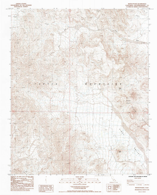 Classic USGS Mopah Peaks California 7.5'x7.5' Topo Map Image