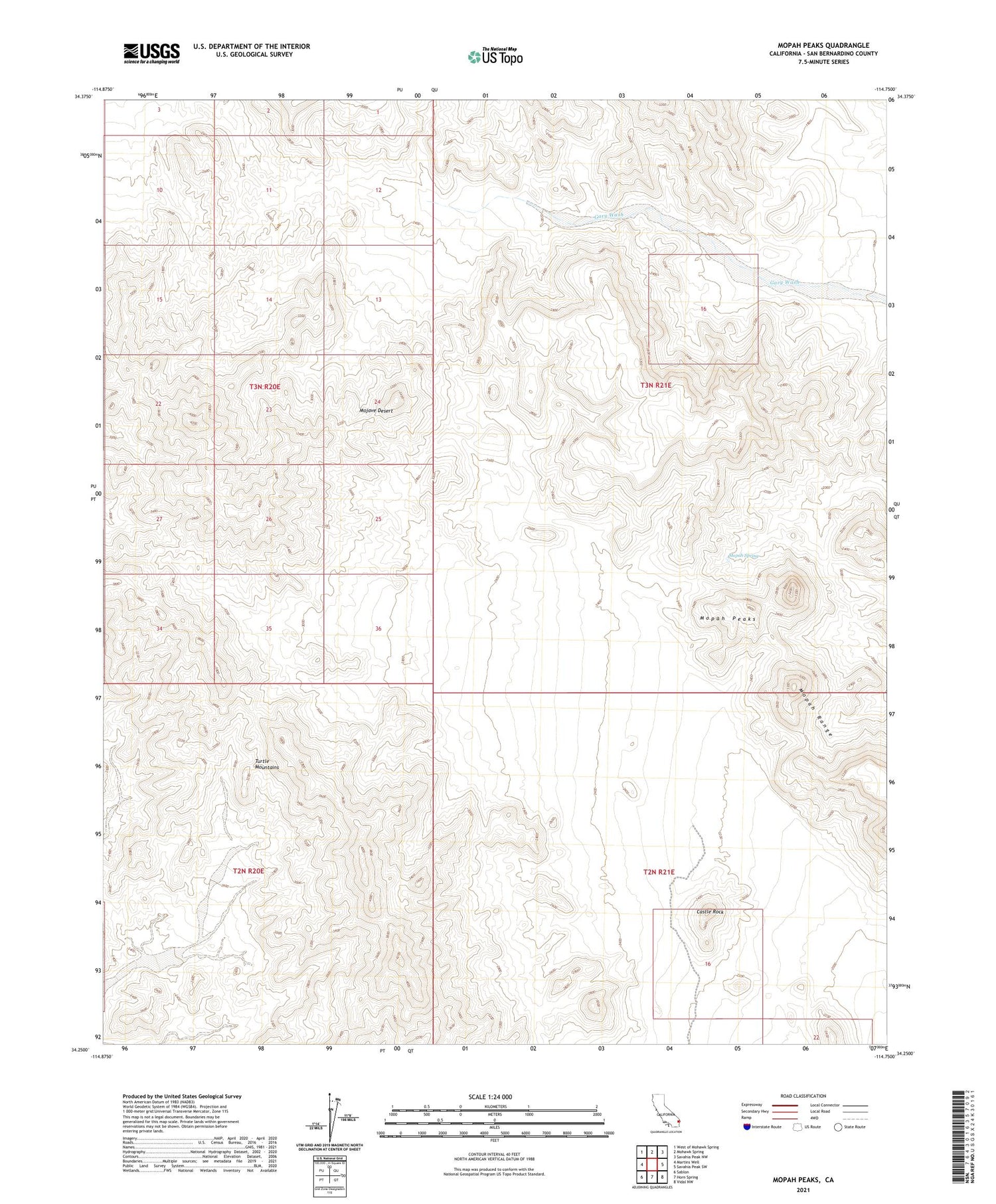 Mopah Peaks California US Topo Map Image