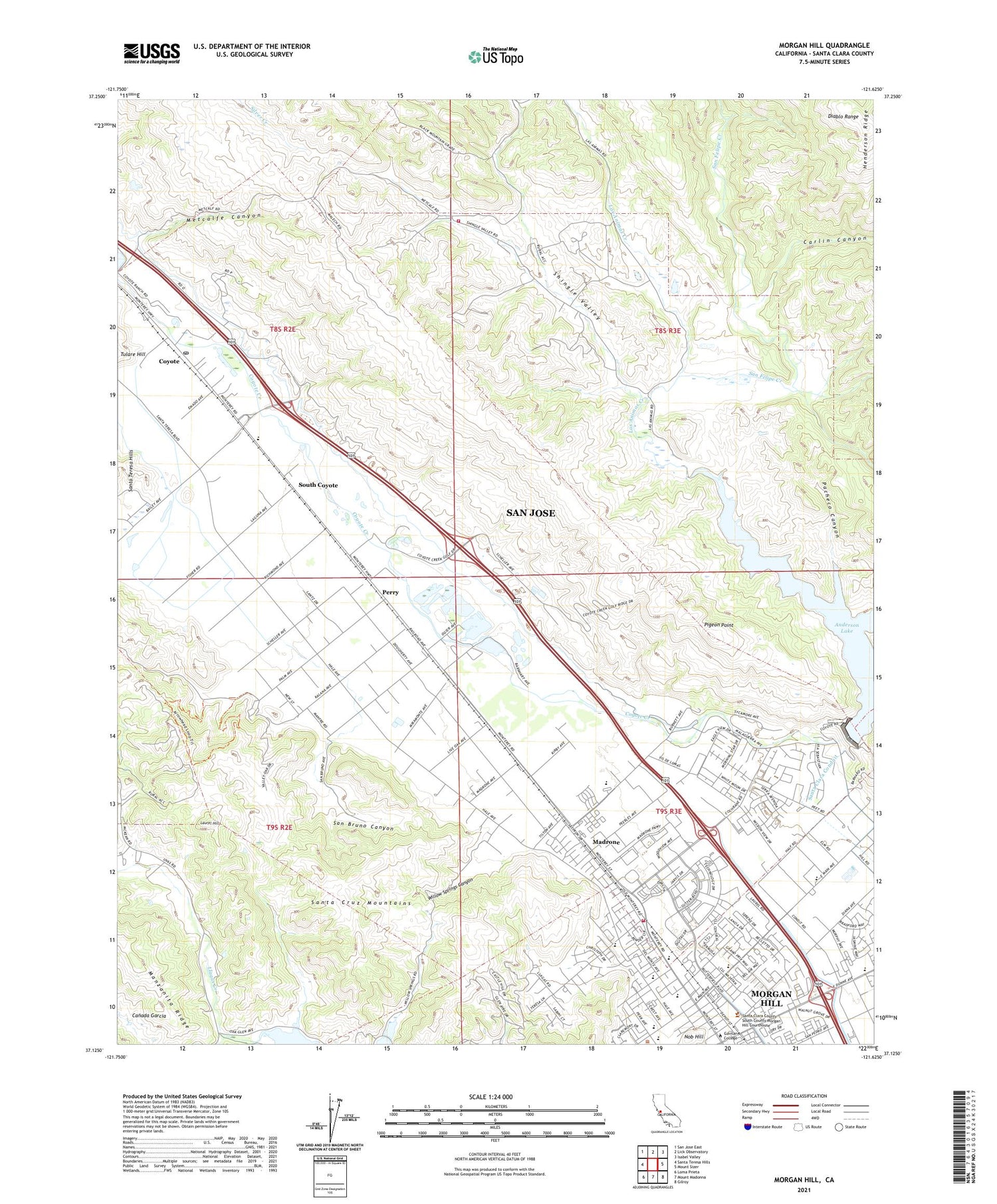 Morgan Hill California US Topo Map Image
