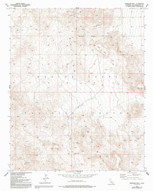 Classic USGS Morgans Well California 7.5'x7.5' Topo Map Image