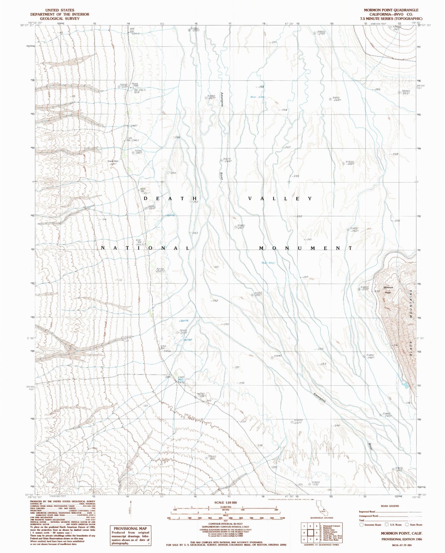 Classic USGS Mormon Point California 7.5'x7.5' Topo Map Image