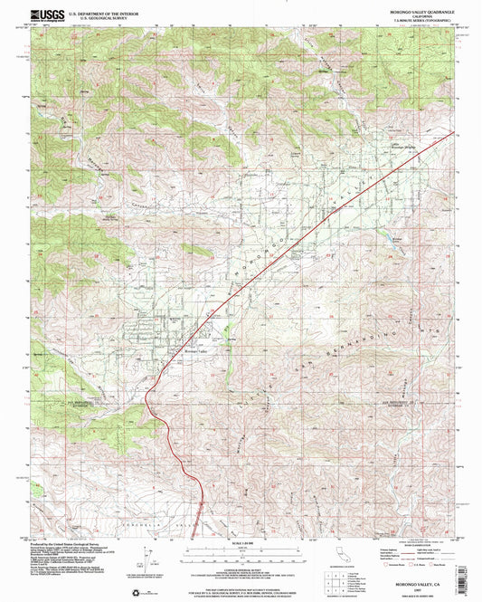 Classic USGS Morongo Valley California 7.5'x7.5' Topo Map Image