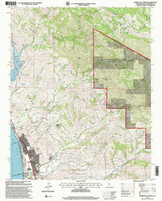 Classic USGS Morro Bay North California 7.5'x7.5' Topo Map Image