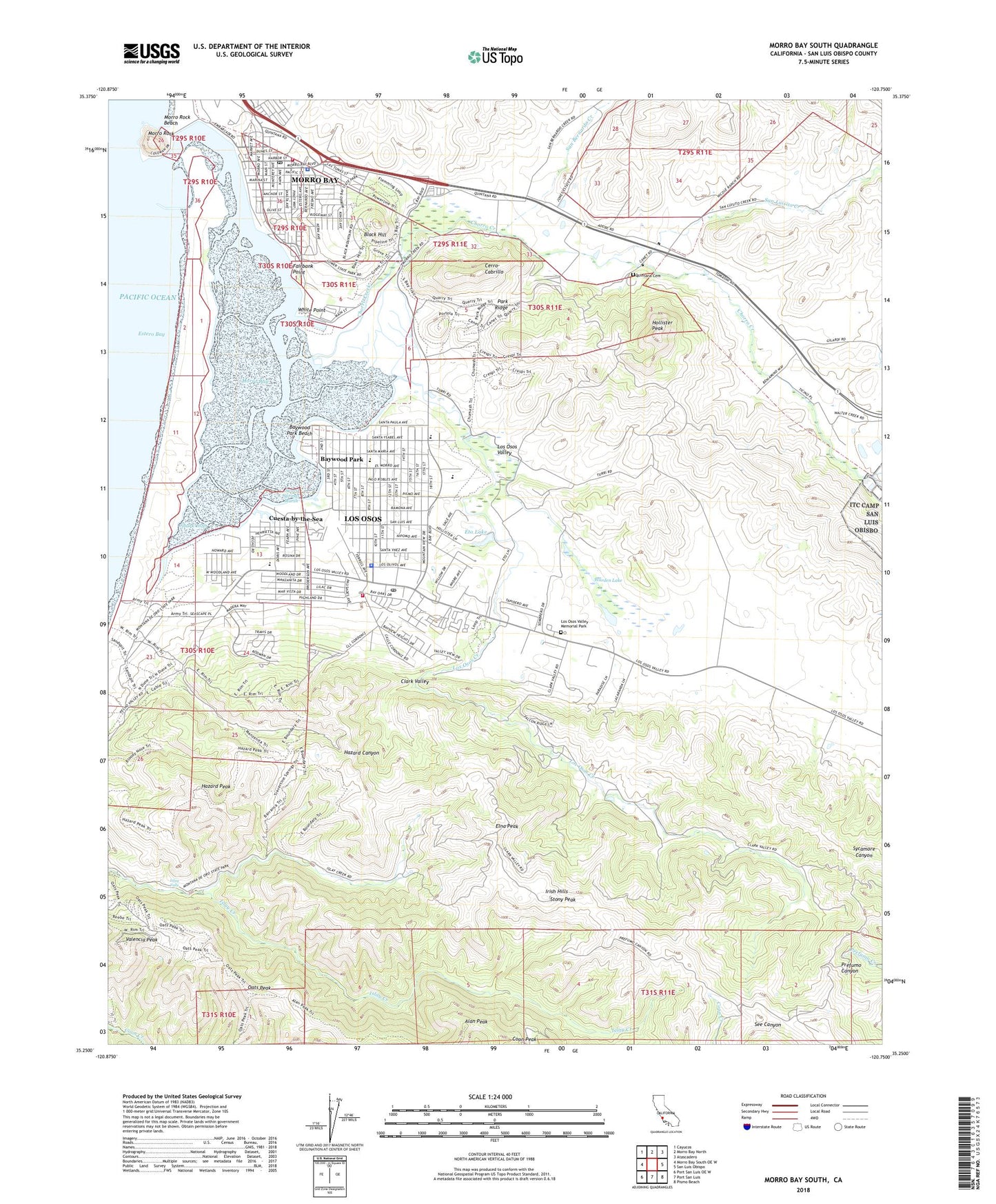 Morro Bay South California US Topo Map Image