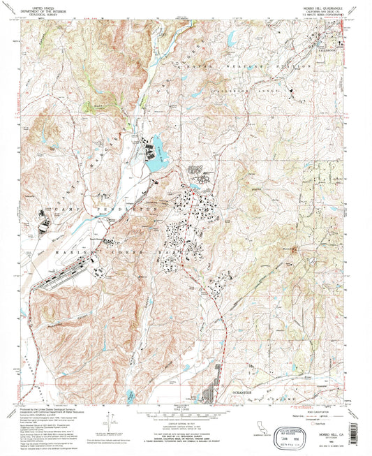 Classic USGS Morro Hill California 7.5'x7.5' Topo Map Image
