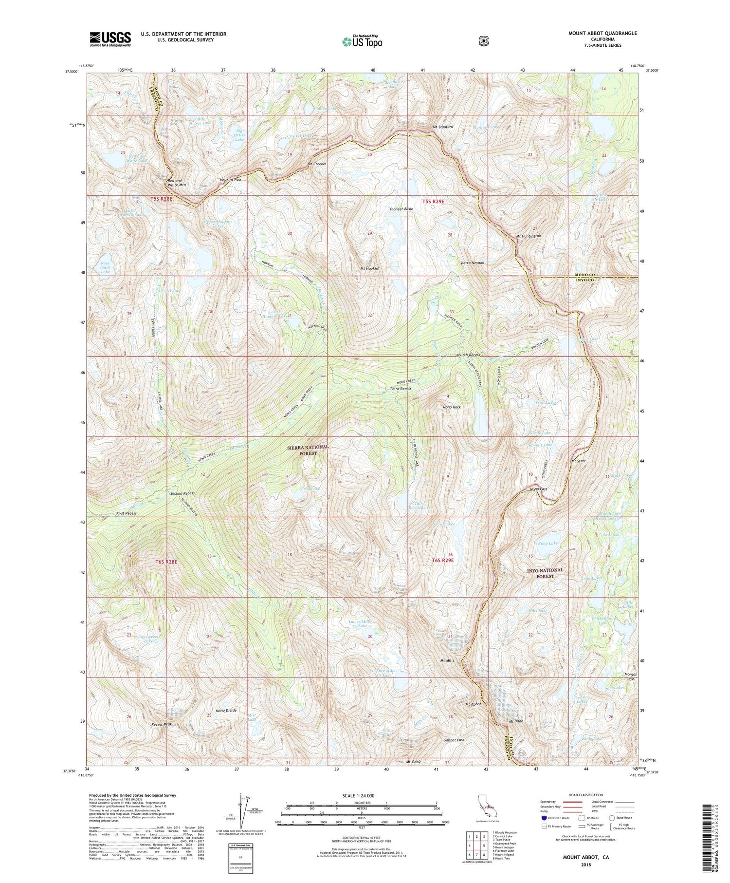 Mount Abbot California US Topo Map Image