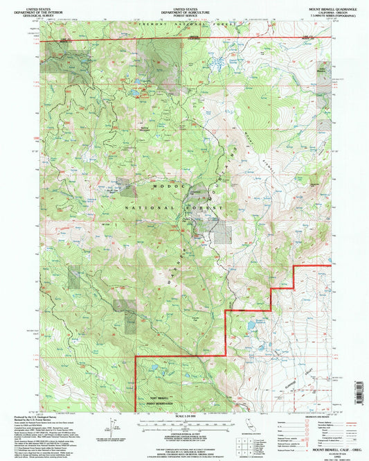 Classic USGS Mount Bidwell California 7.5'x7.5' Topo Map Image