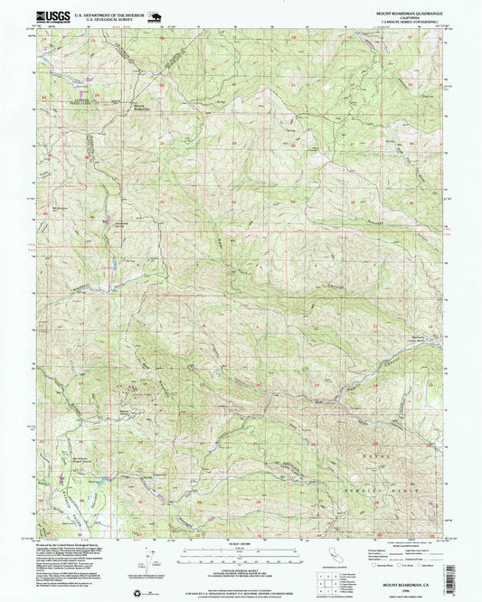 Classic USGS Mount Boardman California 7.5'x7.5' Topo Map Image