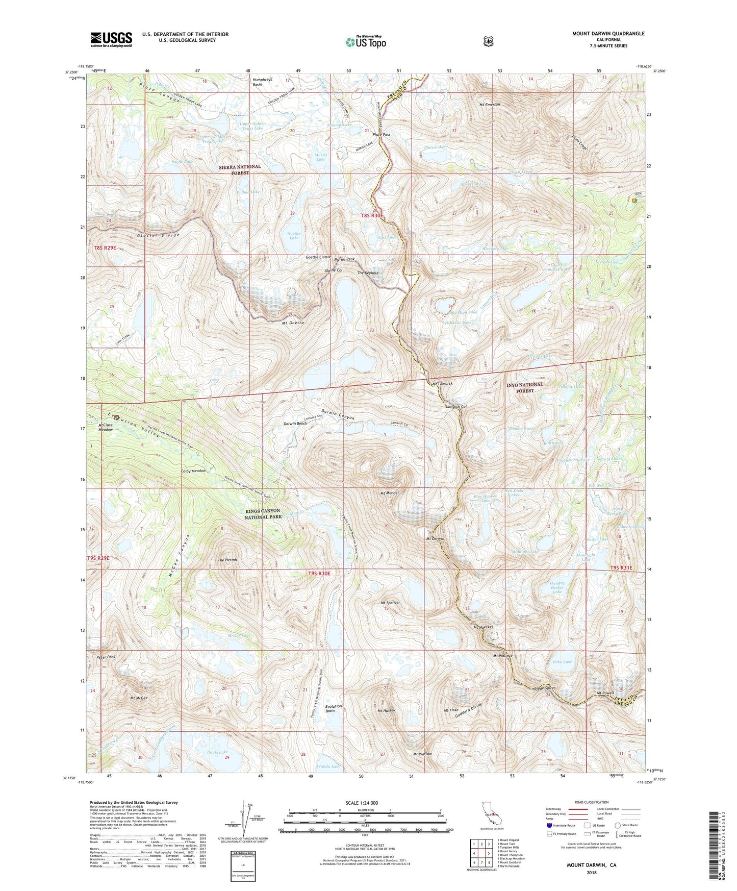 Mount Darwin California US Topo Map Image