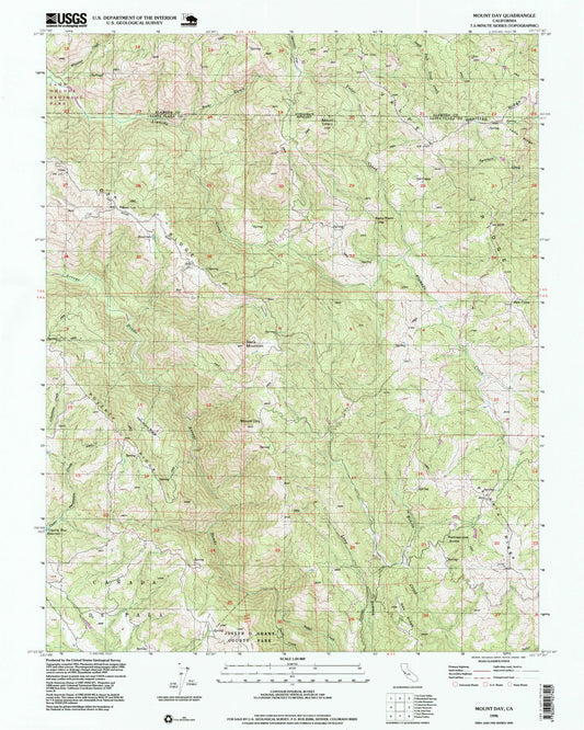 Classic USGS Mount Day California 7.5'x7.5' Topo Map Image