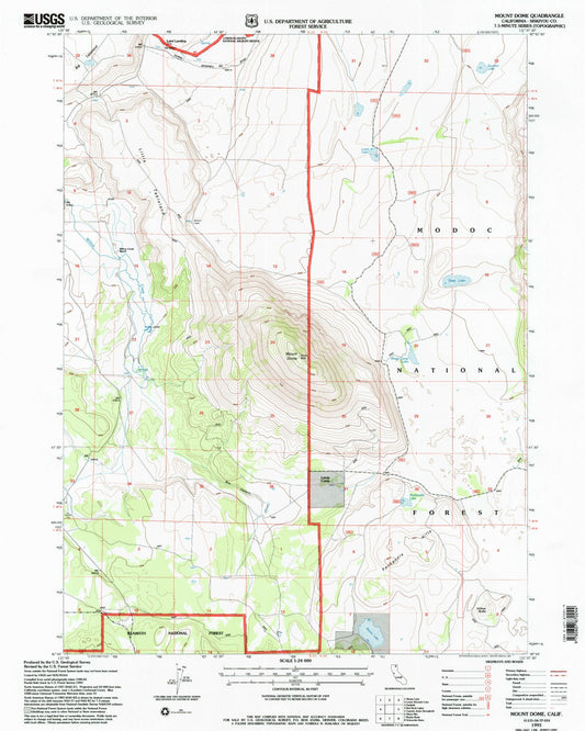 Classic USGS Mount Dome California 7.5'x7.5' Topo Map Image