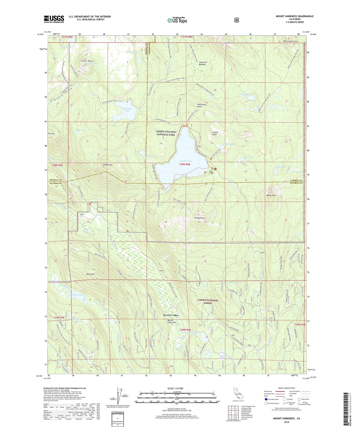 Mount Harkness California US Topo Map Image
