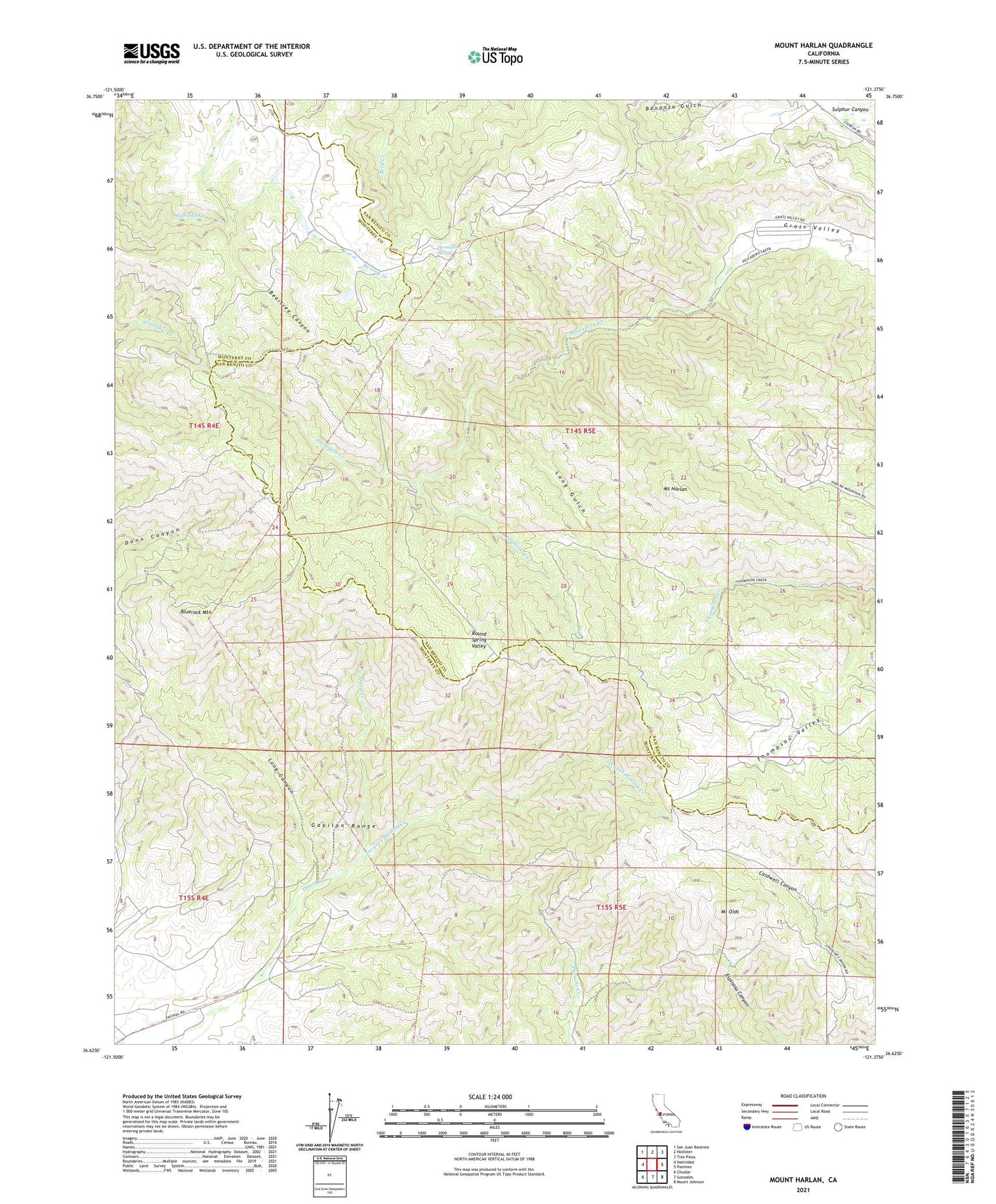 Mount Harlan California US Topo Map Image