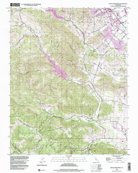 Classic USGS Mount Madonna California 7.5'x7.5' Topo Map Image