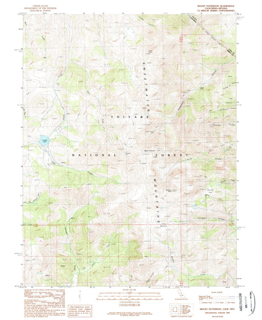 Classic USGS Mount Patterson California 7.5'x7.5' Topo Map Image