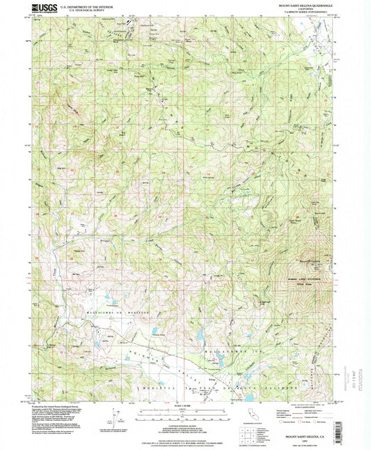 Classic USGS Mount Saint Helena California 7.5'x7.5' Topo Map Image