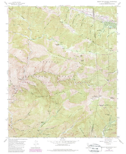 USGS Classic Mount San Antonio California 7.5'x7.5' Topo Map Image