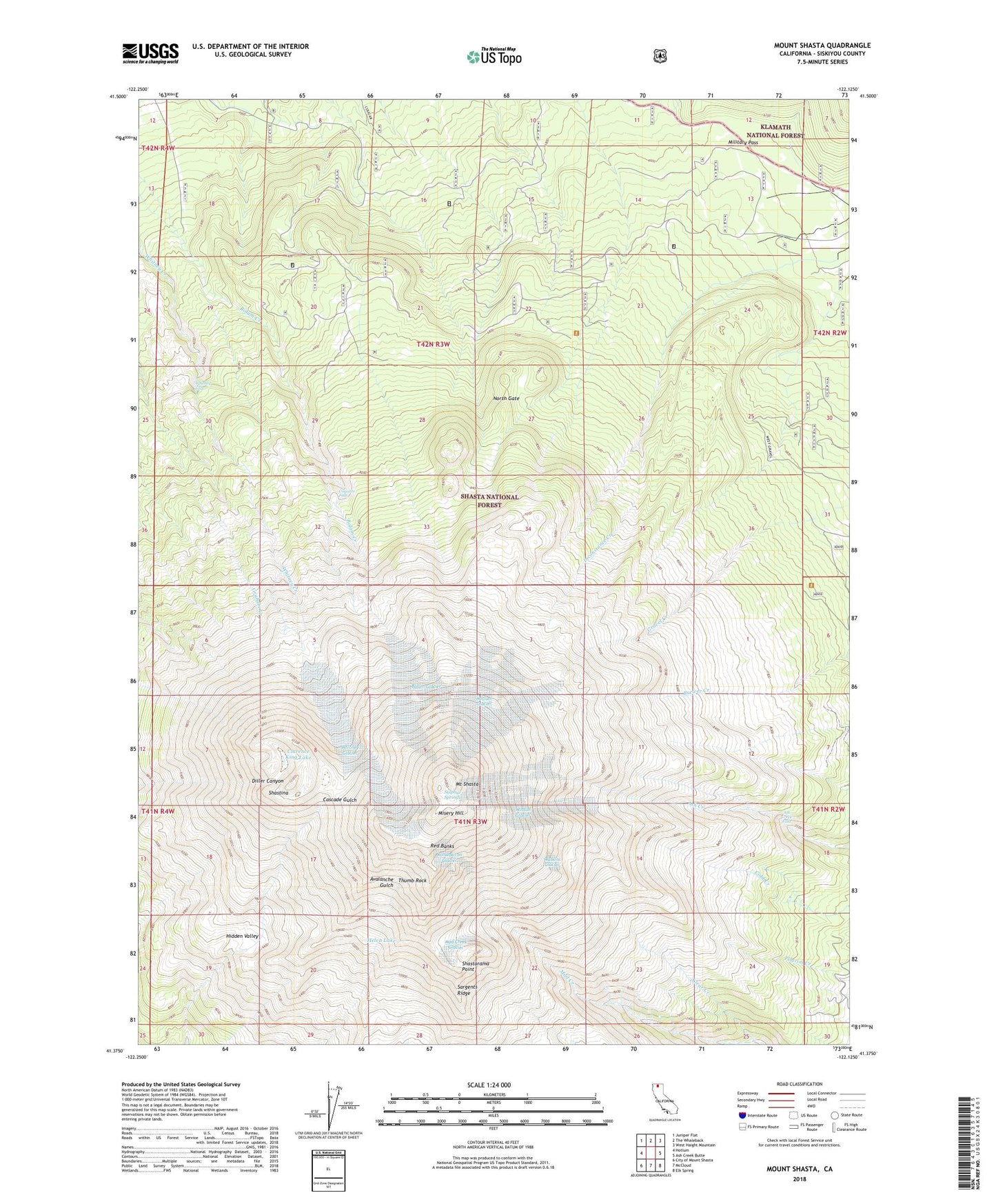 Mount Shasta California US Topo Map Image
