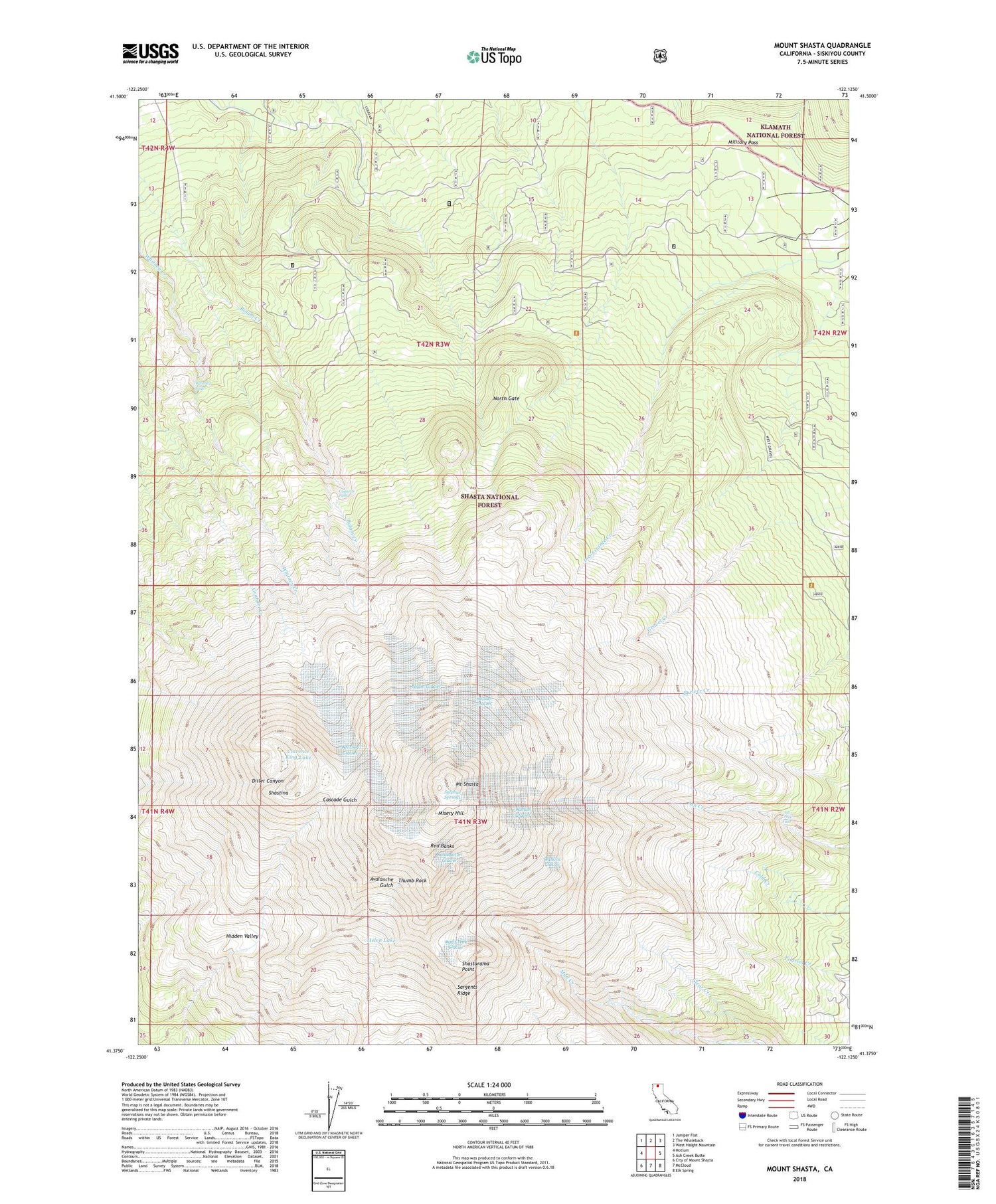 Mount Shasta California US Topo Map Image