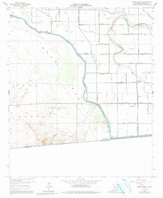 Classic USGS Mount Signal California 7.5'x7.5' Topo Map Image
