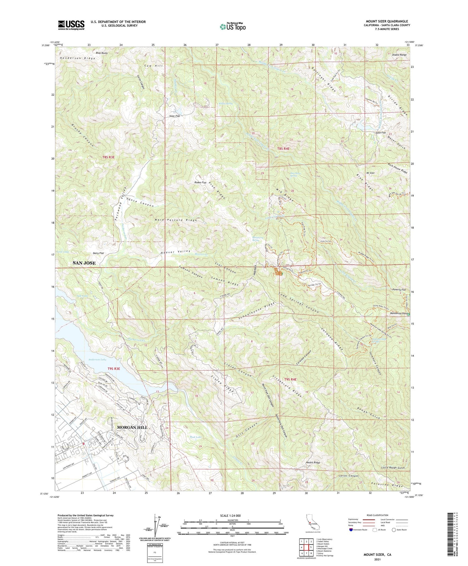 Mount Sizer California US Topo Map Image