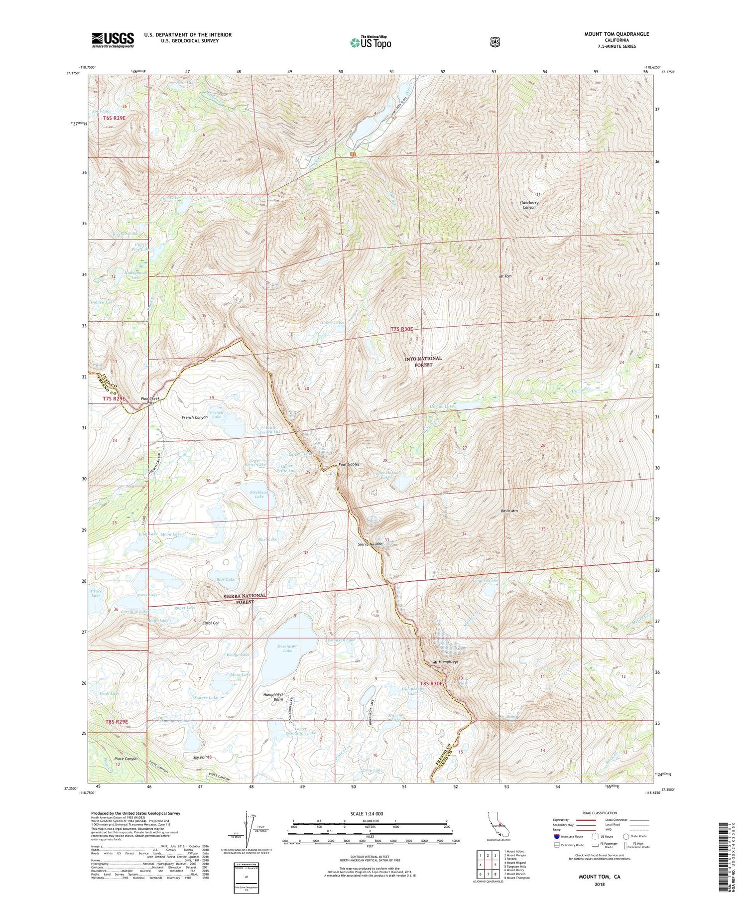Mount Tom California US Topo Map Image